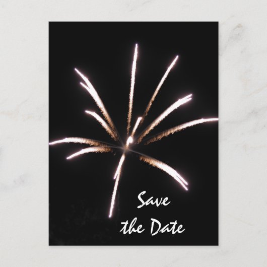 Fireworks op Black Summer Wedding Save the Date Aankondigingskaart (Voorkant)