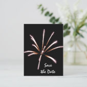 Fireworks op Black Summer Wedding Save the Date Aankondigingskaart (Staand voorkant)
