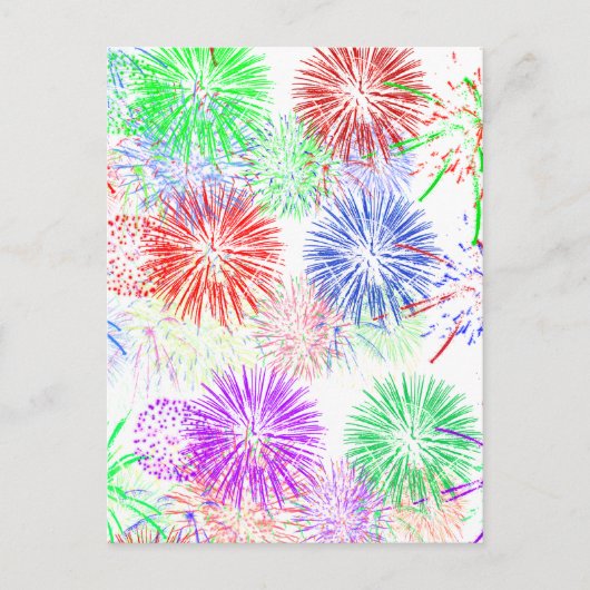 Fireworks op Blank (achtergrondkleur toevoegen) Briefkaart (Voorkant)