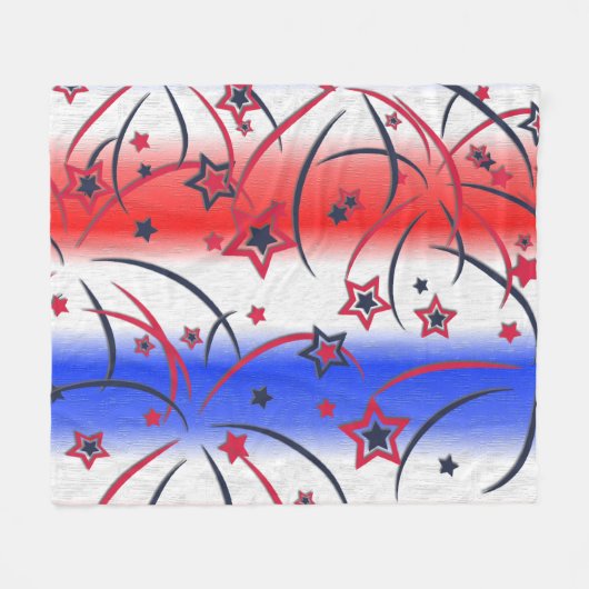 Fireworks op Red White Blue Fleece Deken (Voorkant (Horizontaal))