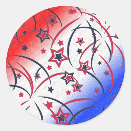 Fireworks op Red White Blue Ronde Sticker (Voorkant)