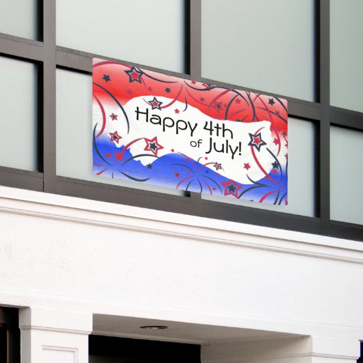 Fireworks op Red White Blue Spandoek (Buitenkant Gebouw)