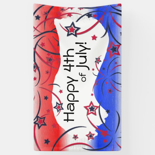 Fireworks op Red White Blue Spandoek (Verticaal)