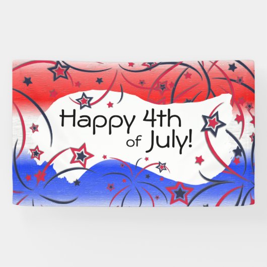 Fireworks op Red White Blue Spandoek (Horizontaal)