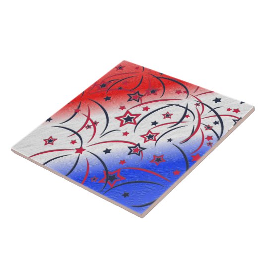 Fireworks op Red White Blue Tegeltje (Zijkant)