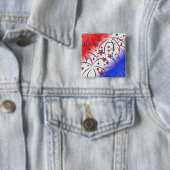 Fireworks op Red White Blue Vierkante Button 5,1 Cm (In situ)