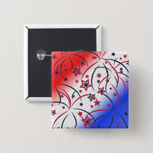 Fireworks op Red White Blue Vierkante Button 5,1 Cm (Voorkant /achterkant)