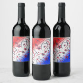 Fireworks op Red White Blue Wijn Etiket (Flessen)