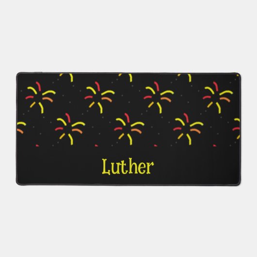 Fireworks op zwart bureaumat (Voorkant)