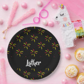 Fireworks op zwart papieren bordje (Feest)