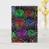 Fireworks op zwarte achtergrond kaart (Gele Bloem)