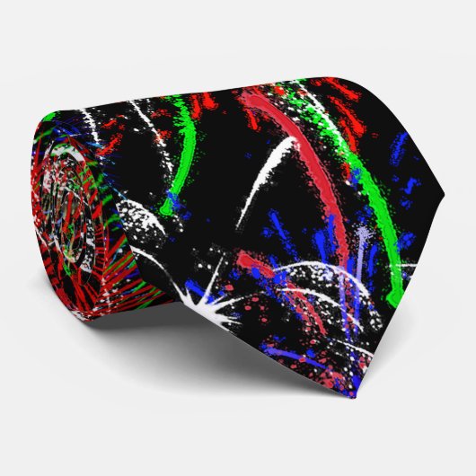 Fireworks op zwarte achtergrond stropdas (Opgerold)