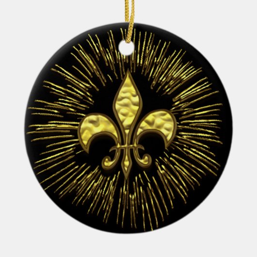 Fireworks Ornament Black and Gold Fleur de Lis (Voorkant)