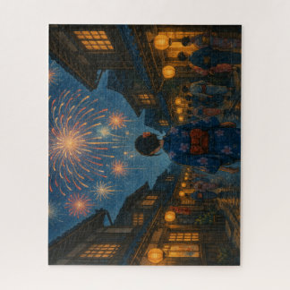Fireworks Over a Traditional Town Street in Summer Legpuzzel