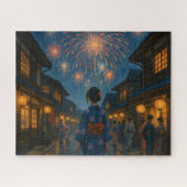 Fireworks Over a Traditional Town Street in Summer Legpuzzel (Horizontaal)