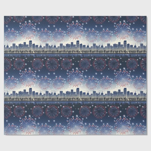 Fireworks Over City—United States 250 Celebration Cadeaupapier (Vlak)