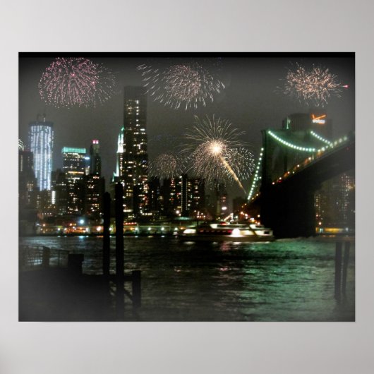 Fireworks over het New York Skyline Poster (Voorkant)