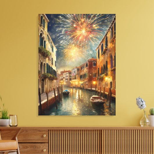 Fireworks over Venice Canvas Wall Art Afdruk (Insitu (Woonkamer))