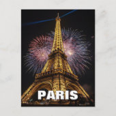 Fireworks Paris Eiffel Tower Cafes Postcard Briefkaart (Voorkant)