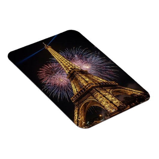 Fireworks Paris Eiffel Tower Cafes Postcard Magneet (Rechterzijde)