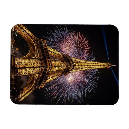 Fireworks Paris Eiffel Tower Cafes Postcard Magneet (Horizontaal)