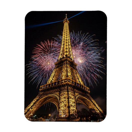 Fireworks Paris Eiffel Tower Cafes Postcard Magneet (Verticaal)
