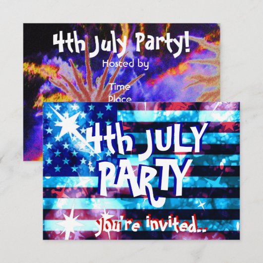 Fireworks, partij op 4 juli kaart (Voorkant / Achterkant)