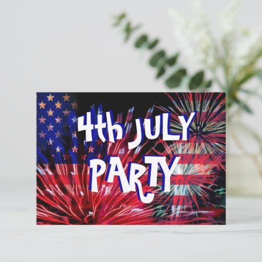 Fireworks, partij op 4 juli kaart (Staand voorkant)