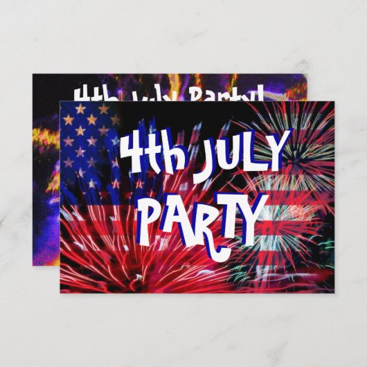 Fireworks, partij op 4 juli kaart (Voorkant / Achterkant)