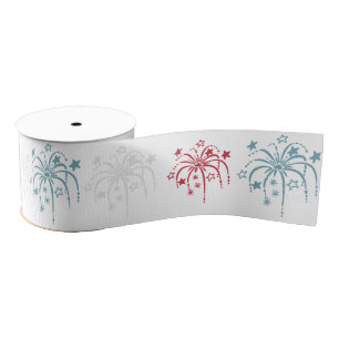 Fireworks Patriotic Ribbon Grosgrain Lint