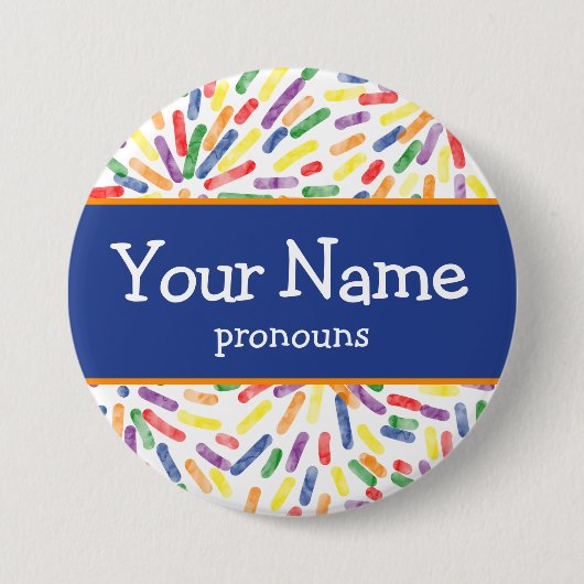 Fireworks Rainbow Pride vlag Voornaamwoorden naamg Ronde Button 7,6 Cm (Voorkant)
