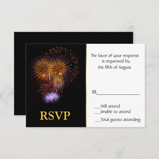 Fireworks-reactiekaart RSVP Kaartje (Voorkant / Achterkant)