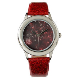 Fireworks Red Glitter Watch Horloge