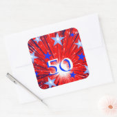 Fireworks Red White Blue 'Age' sticker vierkant (Envelop)