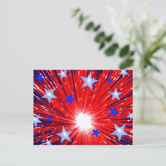 Fireworks Red White Blue-briefkaart Briefkaart (Staand voorkant)