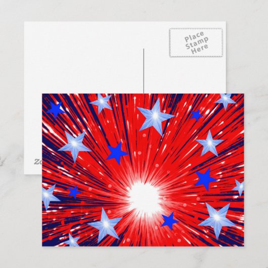 Fireworks Red White Blue-briefkaart Briefkaart (Voorkant / Achterkant)