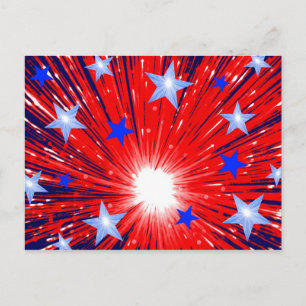 Fireworks Red White Blue-briefkaart Briefkaart