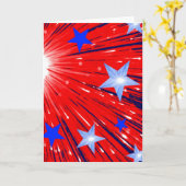 Fireworks Red White Blue-groetingkaartportret Kaart (Gele Bloem)