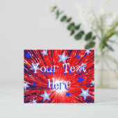 Fireworks Red White Blue Jouw tekst briefkaart (Staand voorkant)