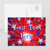 Fireworks Red White Blue Jouw tekst briefkaart (Voorkant / Achterkant)