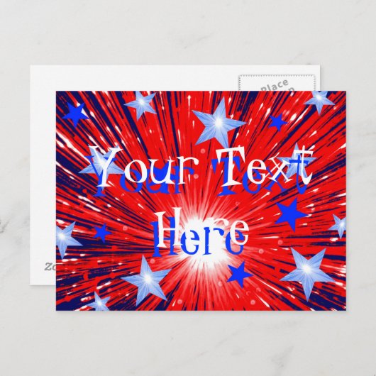 Fireworks Red White Blue Jouw tekst briefkaart (Voorkant / Achterkant)