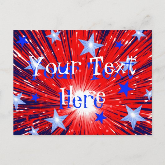 Fireworks Red White Blue Jouw tekst briefkaart (Voorkant)