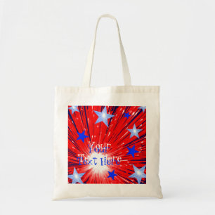 Fireworks Red White Blue "Jouw tekst"-canvas tas