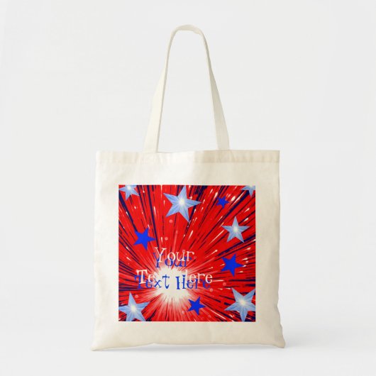 Fireworks Red White Blue "Jouw tekst"-canvas tas (Voorkant)