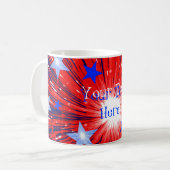 Fireworks Red White Blue "Jouw tekst"-mok Koffiemok (Voorkant links)