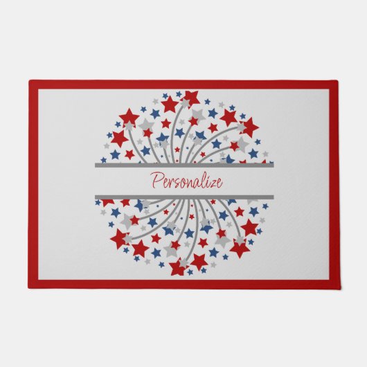 Fireworks Red White Blue Stars Onafhankelijkheidsd Deurmat (Voorkant)