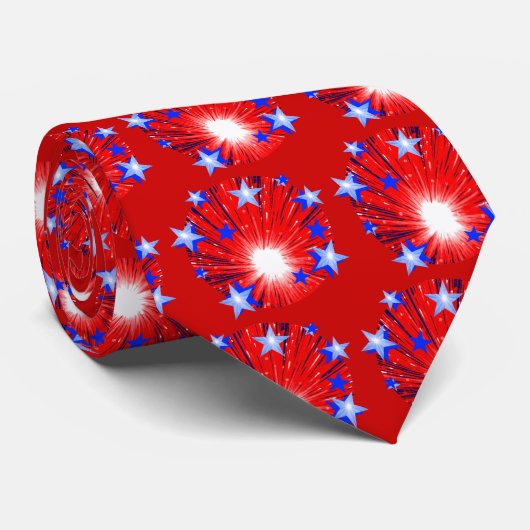 Fireworks Red White Blue stropdas red (Opgerold)