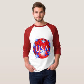Fireworks Red White Blue 'USA' 3/4 sleeve mannen T-shirt (Voorkant volledig)