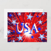 Fireworks Red White Blue 'USA'-briefkaart Briefkaart (Voorkant / Achterkant)