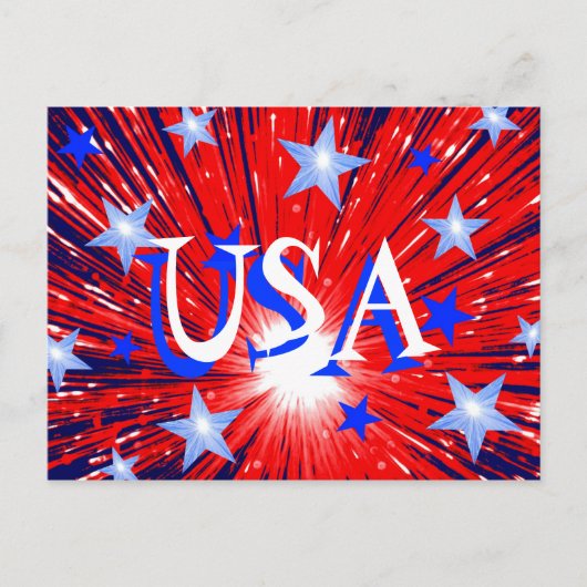 Fireworks Red White Blue 'USA'-briefkaart Briefkaart (Voorkant)